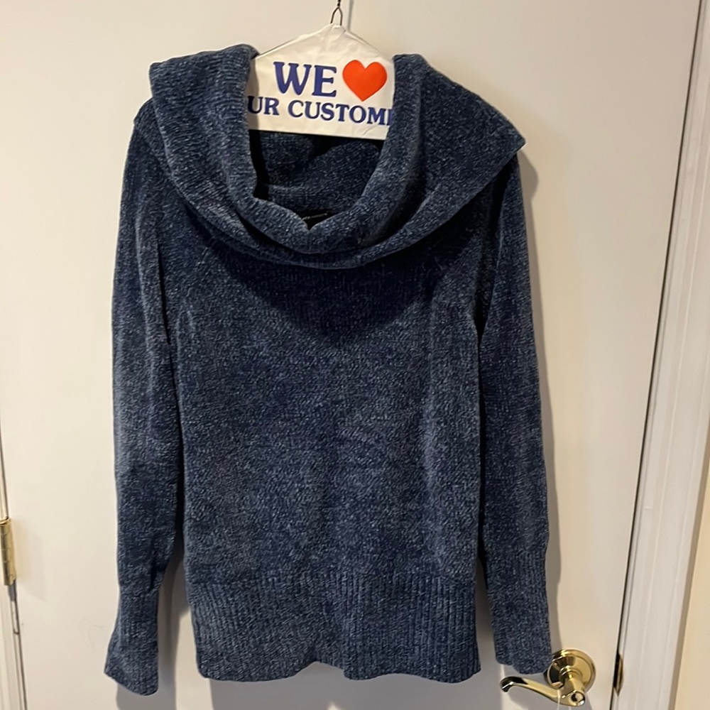 White House Black Market Chenille Blue Sweater XL